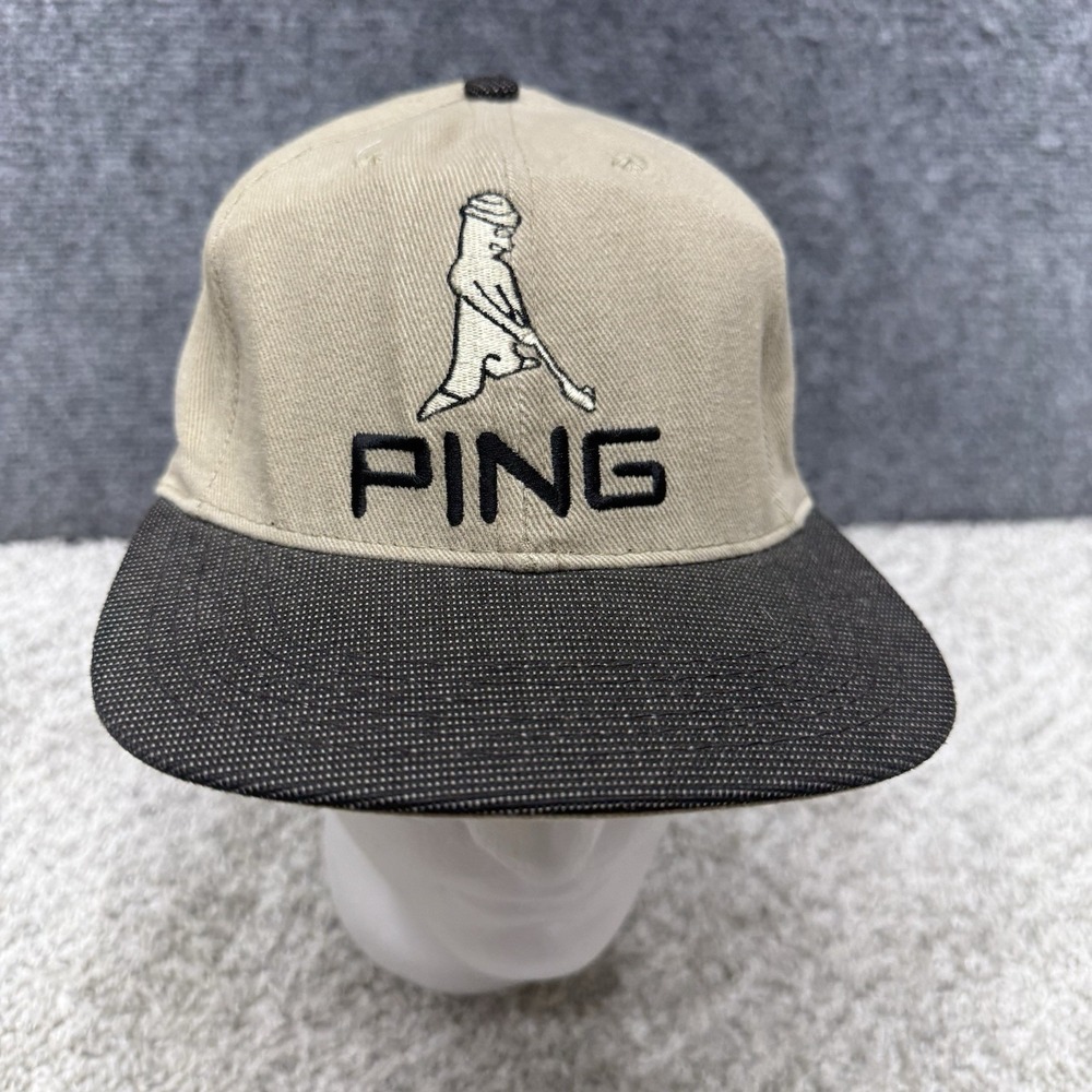 PING Golf Hat Cap Strapback Golf Man Beige Tan USA